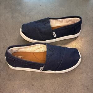 Toms Alpargata Classic Espadrilla Navy Blue youth girls 3.5 slip on shoes